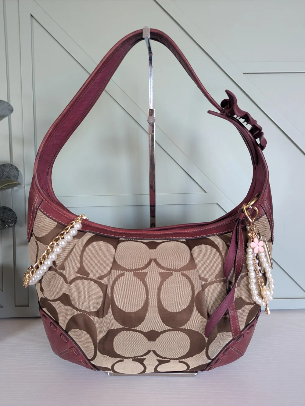 vintage Coach Ergo Signature Pleated Hobo Shoulder Bag